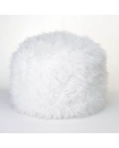 FUZZY WHITE OTTOMAN POUF